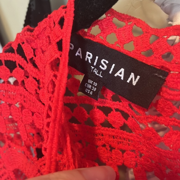 Parisian Tall High Neck Short Sleeve Lace Shift Dress - Picture 4 of 5